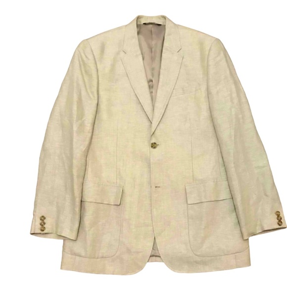 Perry Ellis Classic Fit Natural Linen 2 Button Suit Jacket Sport Coat Mens 42 R